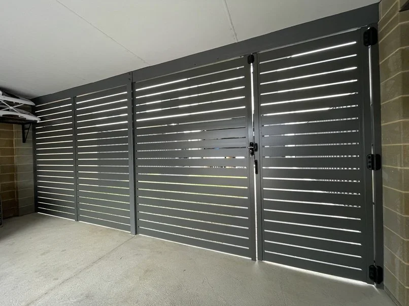 Garage/Carport Enclosure  - 100mm Woodland Grey slats, 10mm gaps in Bushmead