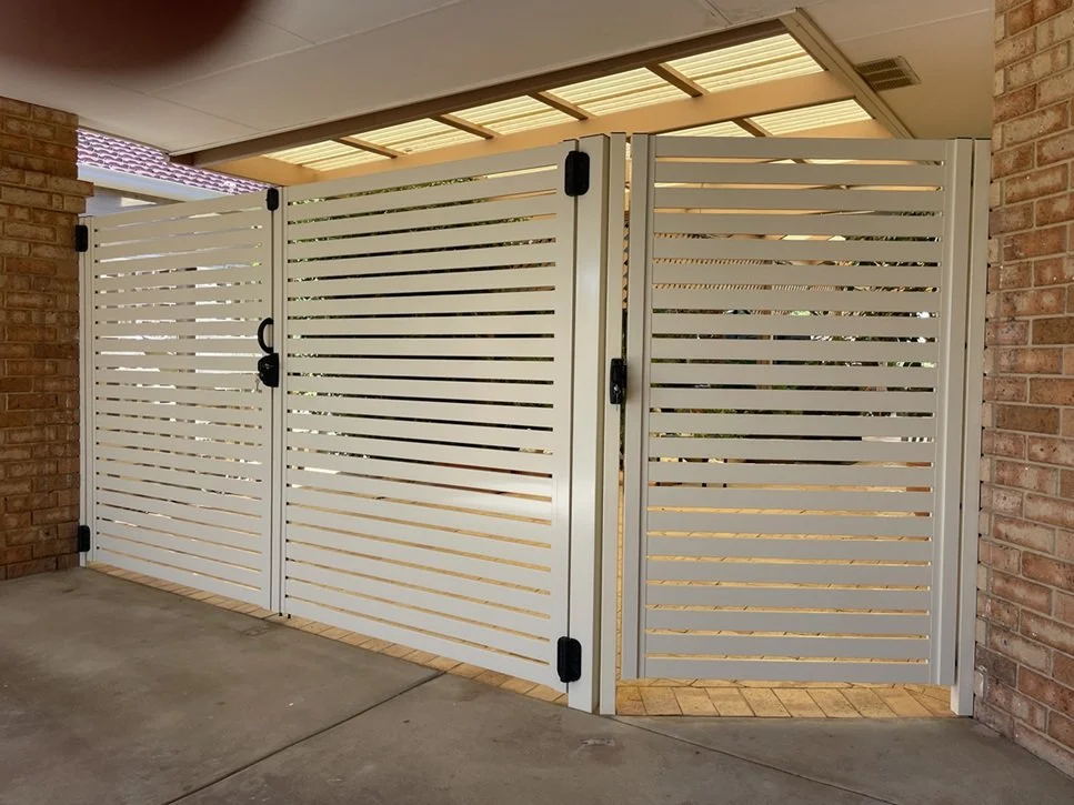 Double aluminium slat gate - 65mm Classic Cream Slats in Joondalup