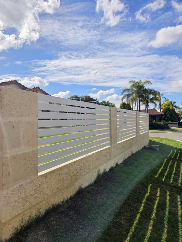 100mm Aluminium Slat Fence Infills Brick Fence Kingsley2.jpg