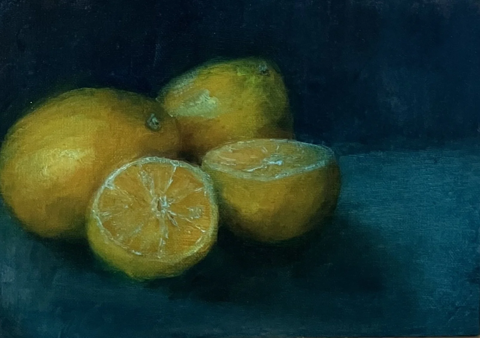 Lemons in blue  |  5" x 7"  |  oil on linen panel