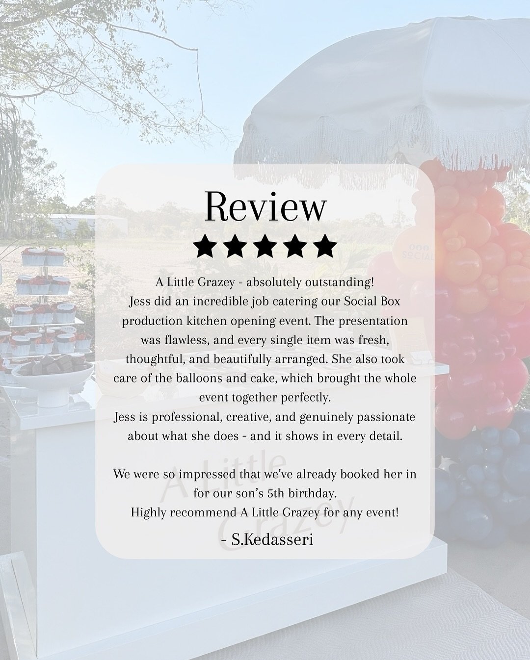 A few of our recent reviews from our beautiful events &amp; markets ✨
We pour so much love into every booking, and it truly shows when the feedback comes in. I appreciate every single one 🌷🥳