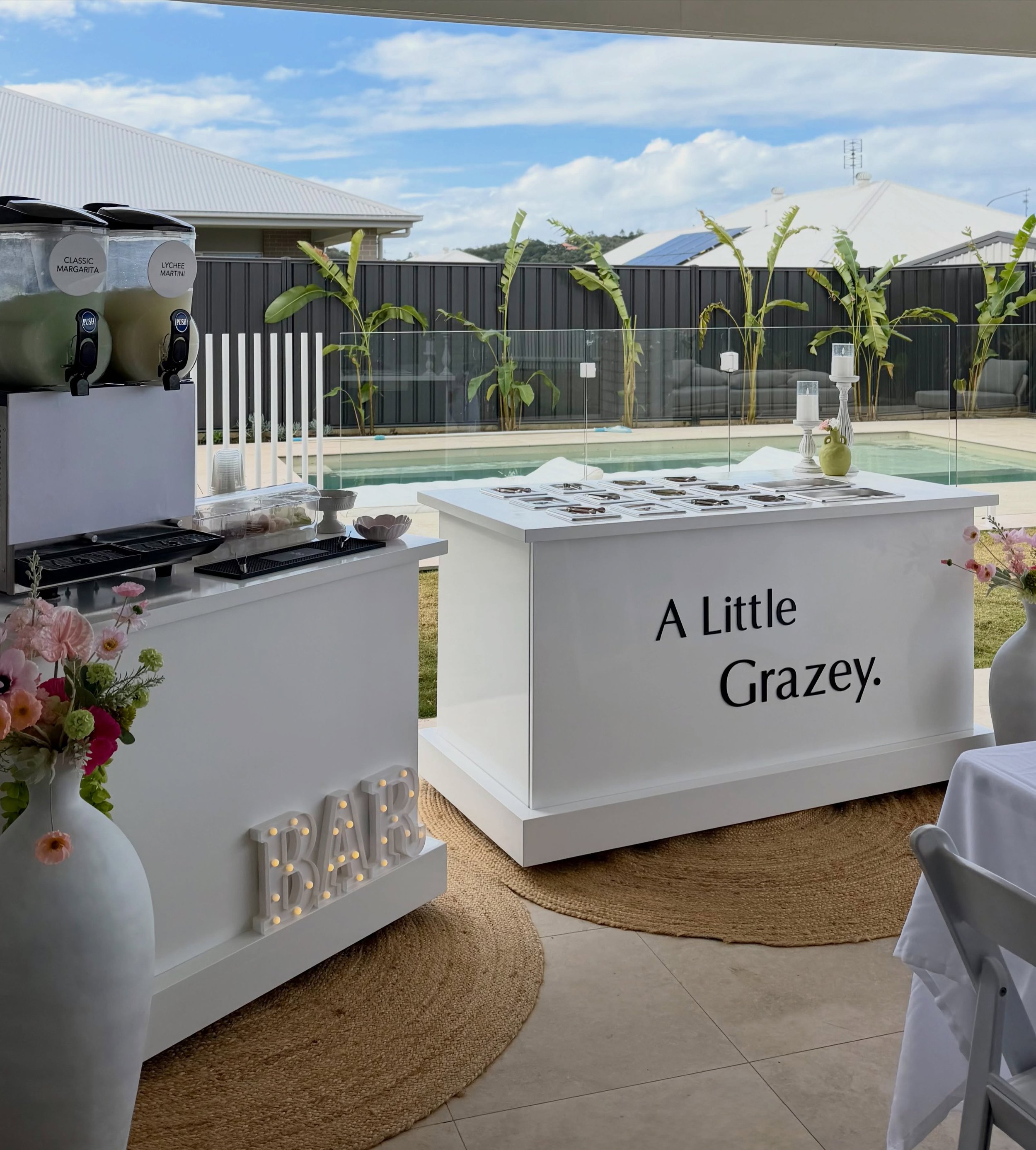 A special celebration for the bride to be 💍🌸

Frozen margs, lychee martinis, meats, cheeses &amp; all the grazing goodies🍸🧀

The prettiest little setup for a bachelorette afternoon 🤍✨
