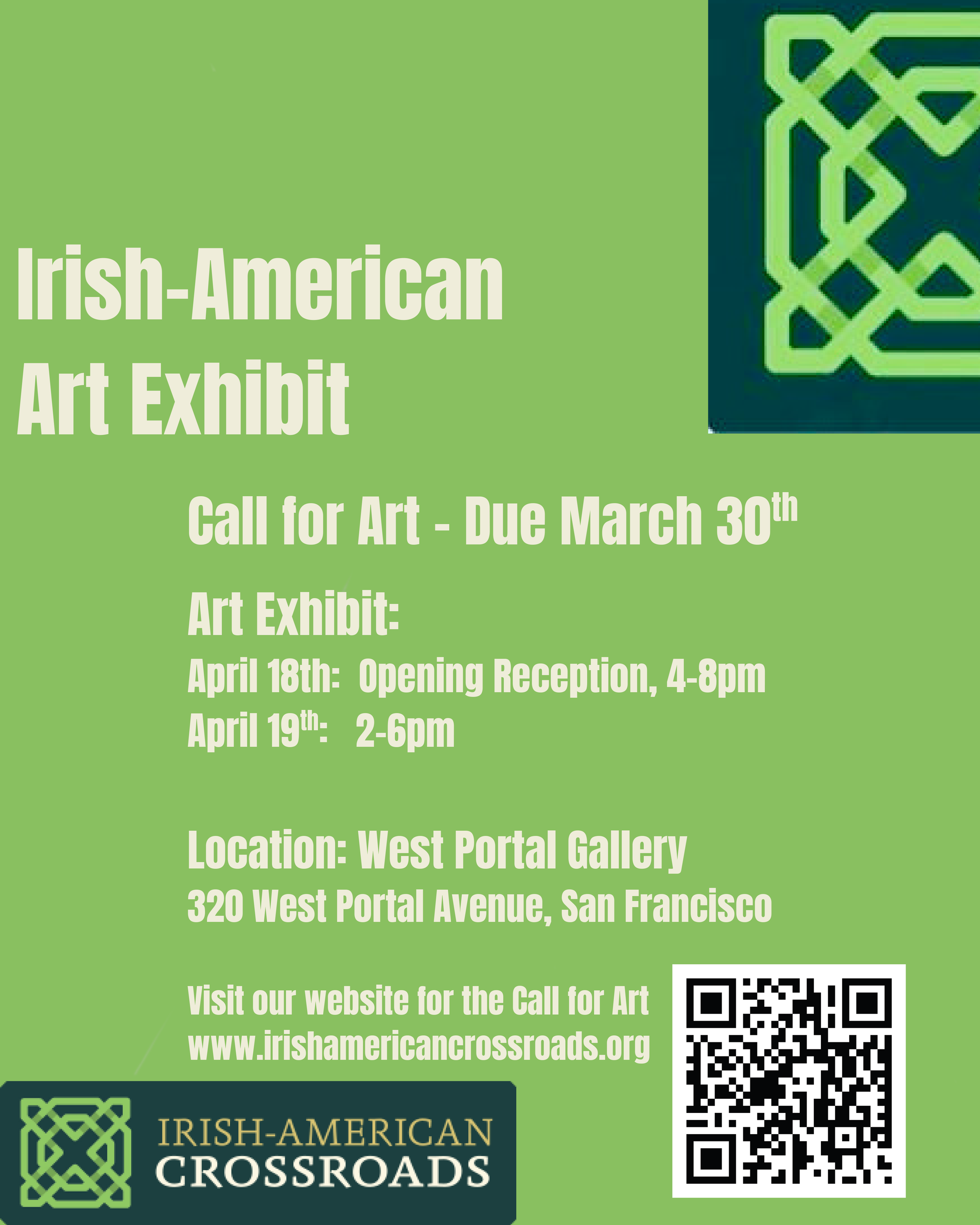 Partner Event: Irish-American Art Exhibit | Sat, Apr 18, 2026 | 4:00 – 8:00 PM