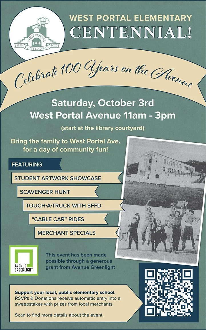 Neighborhood Event | West Portal Elementary Centennial –&nbsp;Student Artwork Showcase | Sat, Oct 3, 2026 | 11:00 AM–3:00 PM