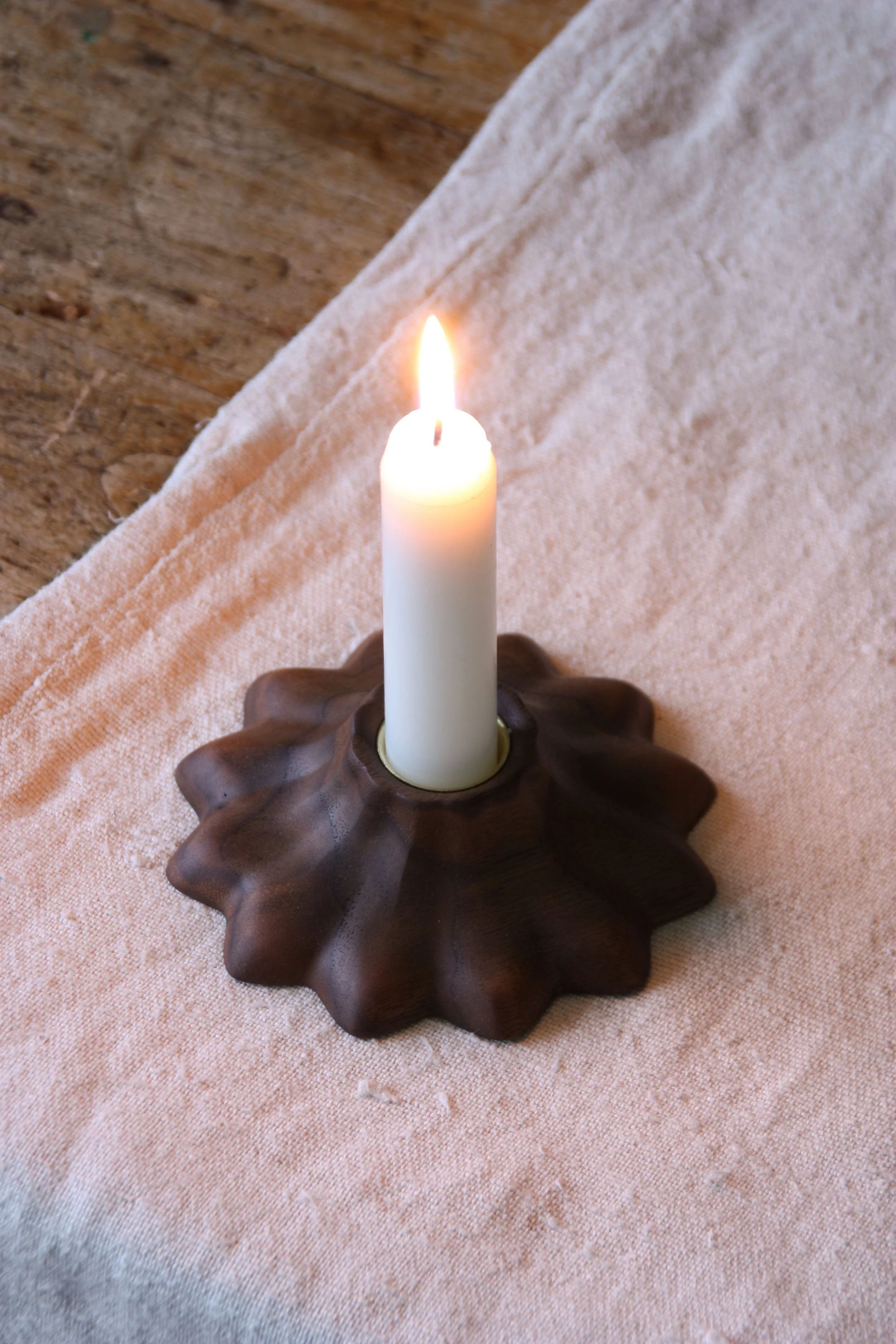 Kruller Candle Holder - Walnut