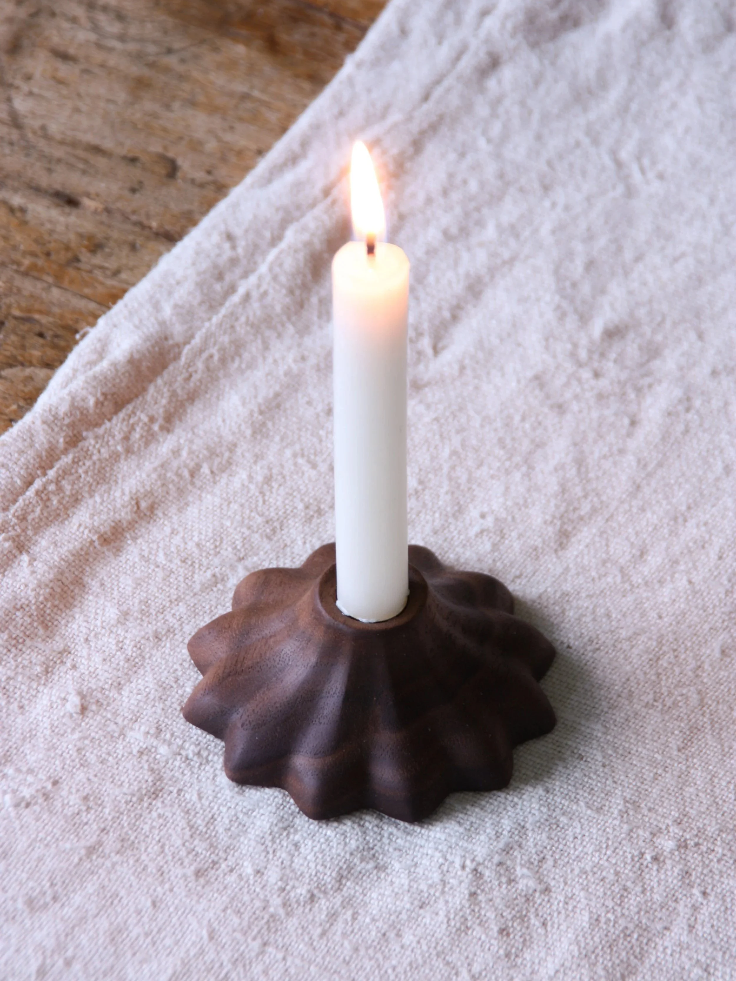 Mini Kruller Candle Holder - Walnut