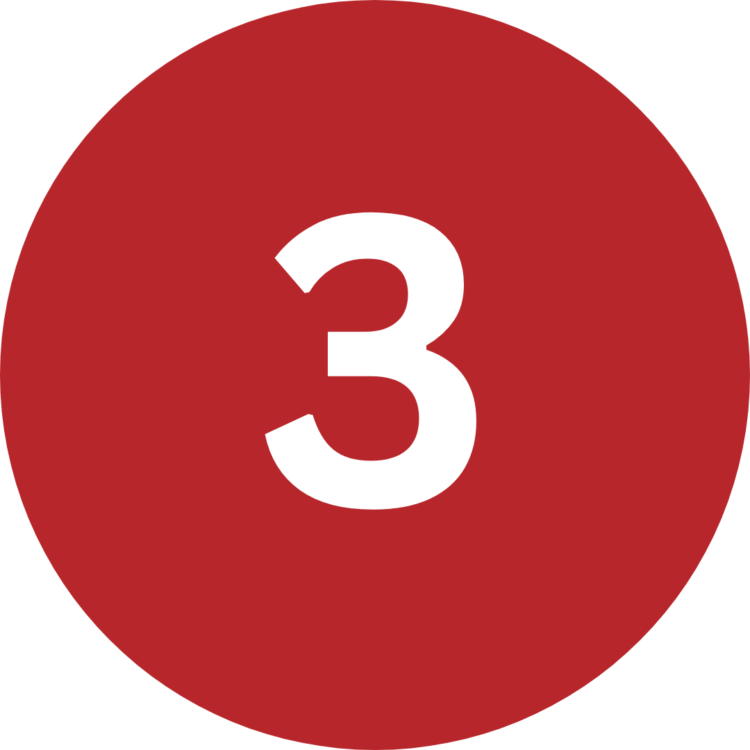 Rote Kreisscheibe mit weißer Zahl 3 in der Mitte.