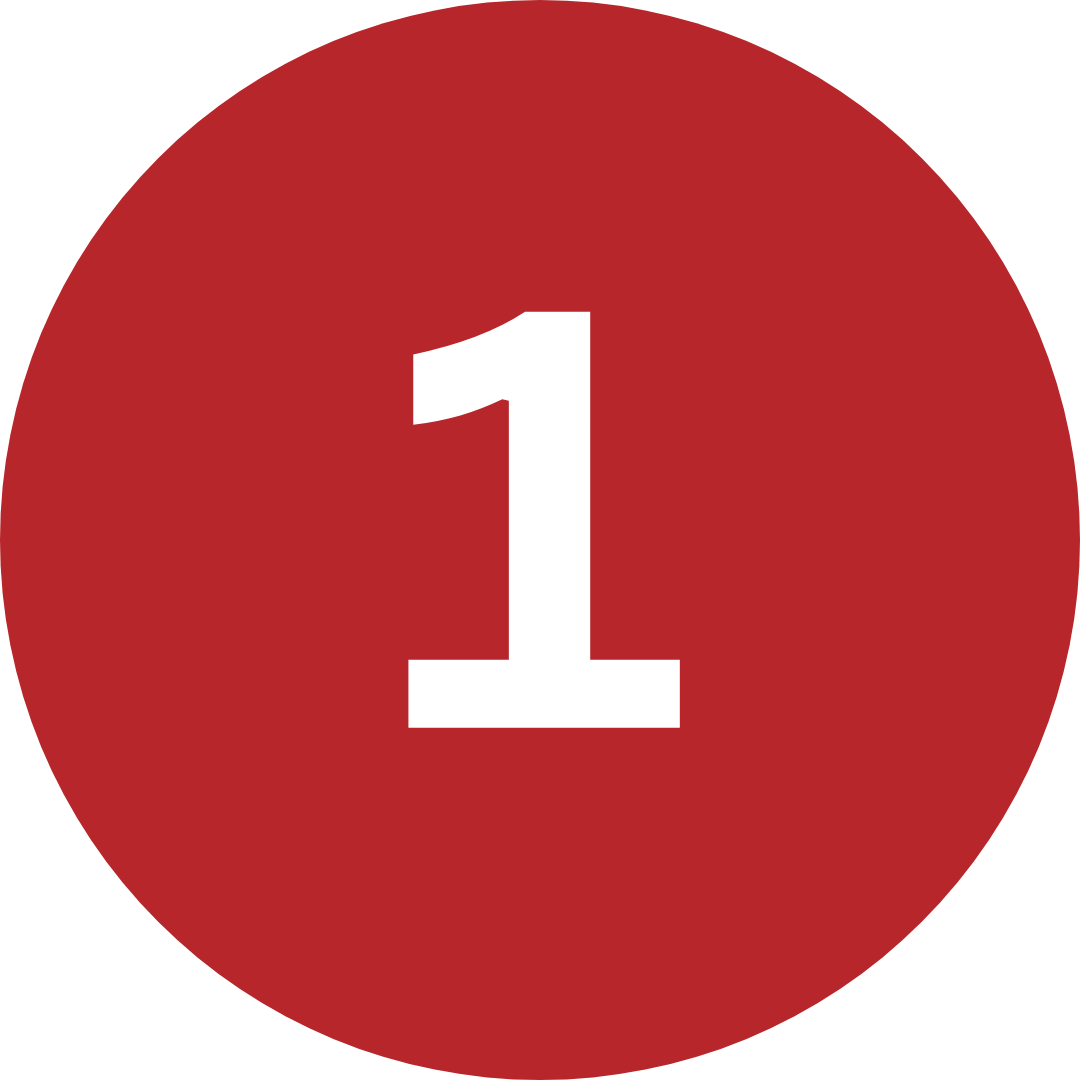 Rote Kreisscheibe mit weißer Zahl 1 in der Mitte.