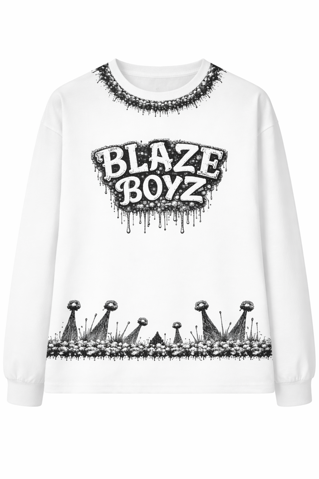 Blaze Boyz Midnight Drip White Crewneck - Long Sleeve