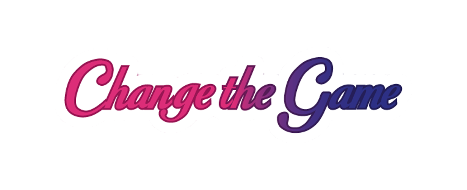 Logo with the text 'Change the Game' in pink and purple lettering.