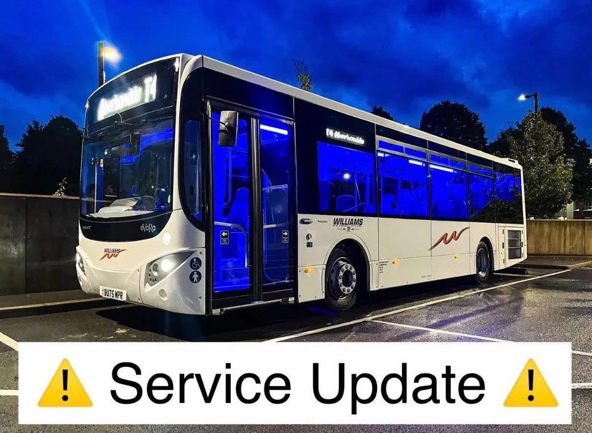 ⚠️ Service Update - T4 ⚠️

The A483 between Newtown and Llandrindod Wells has now re-opened.

Full service will resume as per timetable ASAP

Thank you for your patience