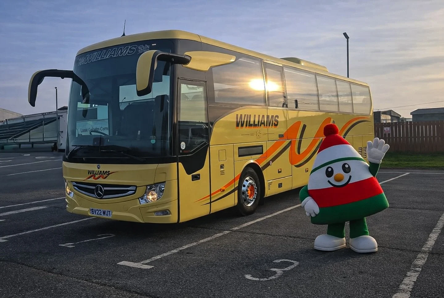 Cecil had an unexpected visitor while dropping off a school group.

Can you guess where he is?

#coachhire #coachhirewales #teamwilliams #williamscoaches #teamworkmakesthedreamwork