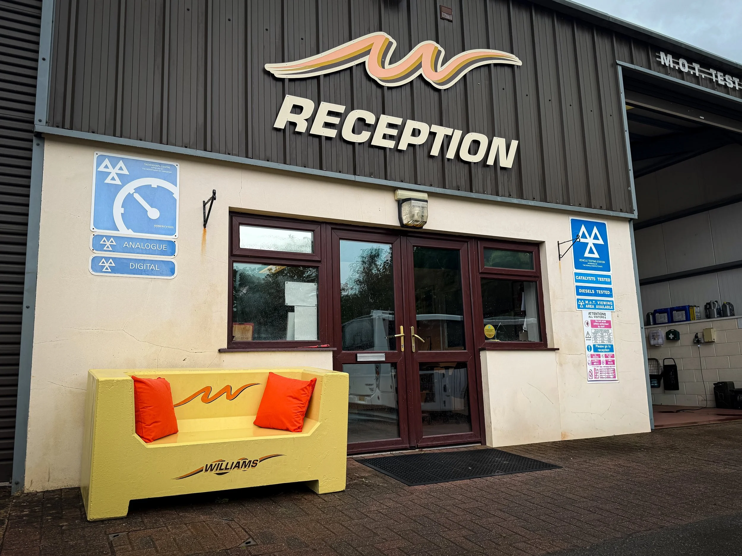 WW Bowen have delivered the Thursday Treat.

This amazing concrete bench, finished in our company colours with hand painted logos, was delivered by the Bowen team today and now sits proudly outside our reception.