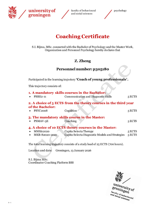 Coach of young professionals