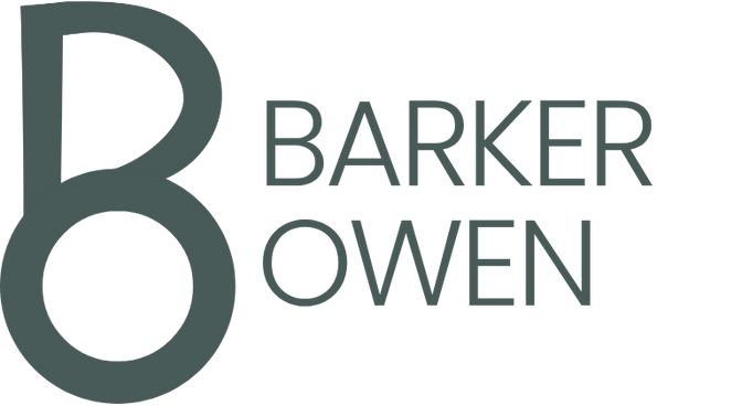 Logo with large stylized letters B and O, alongside the text 'Barker Owen'.