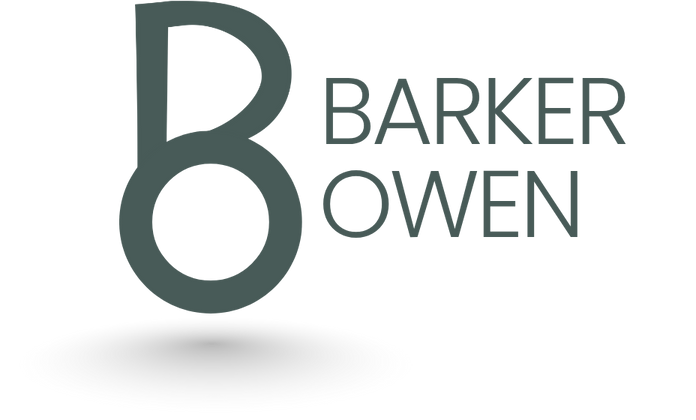 The image features a logo with a large stylized letter 'B' combined with 'Barker Owen' written next to it.