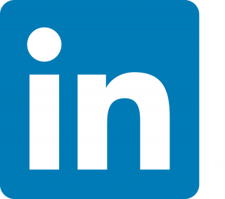 LinkedIn logo with white letters on a blue square background