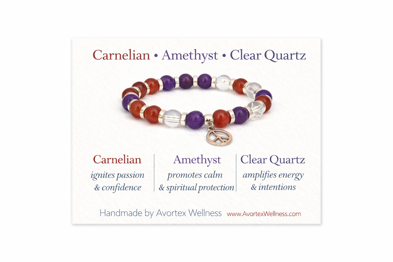 The Carnelian, Amethyst, Clear Quartz Bracelet