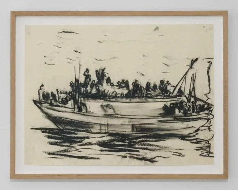 Adel Abdessemed, Lampedusa, 2014 ,Black chalk on paper, 60 x 80 cm