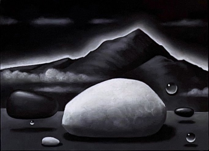 Harald Erath, Equinox Utopia II, 2025, oil on wood, 15 × 20 cm