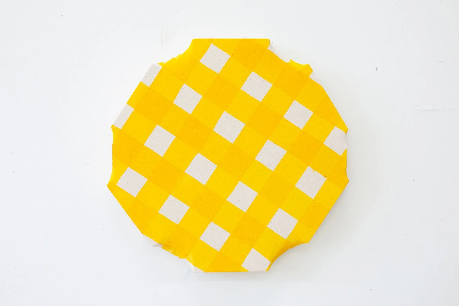 Gingham S Yellow, 2025, acrylic on canvas, 50 x 50 cm