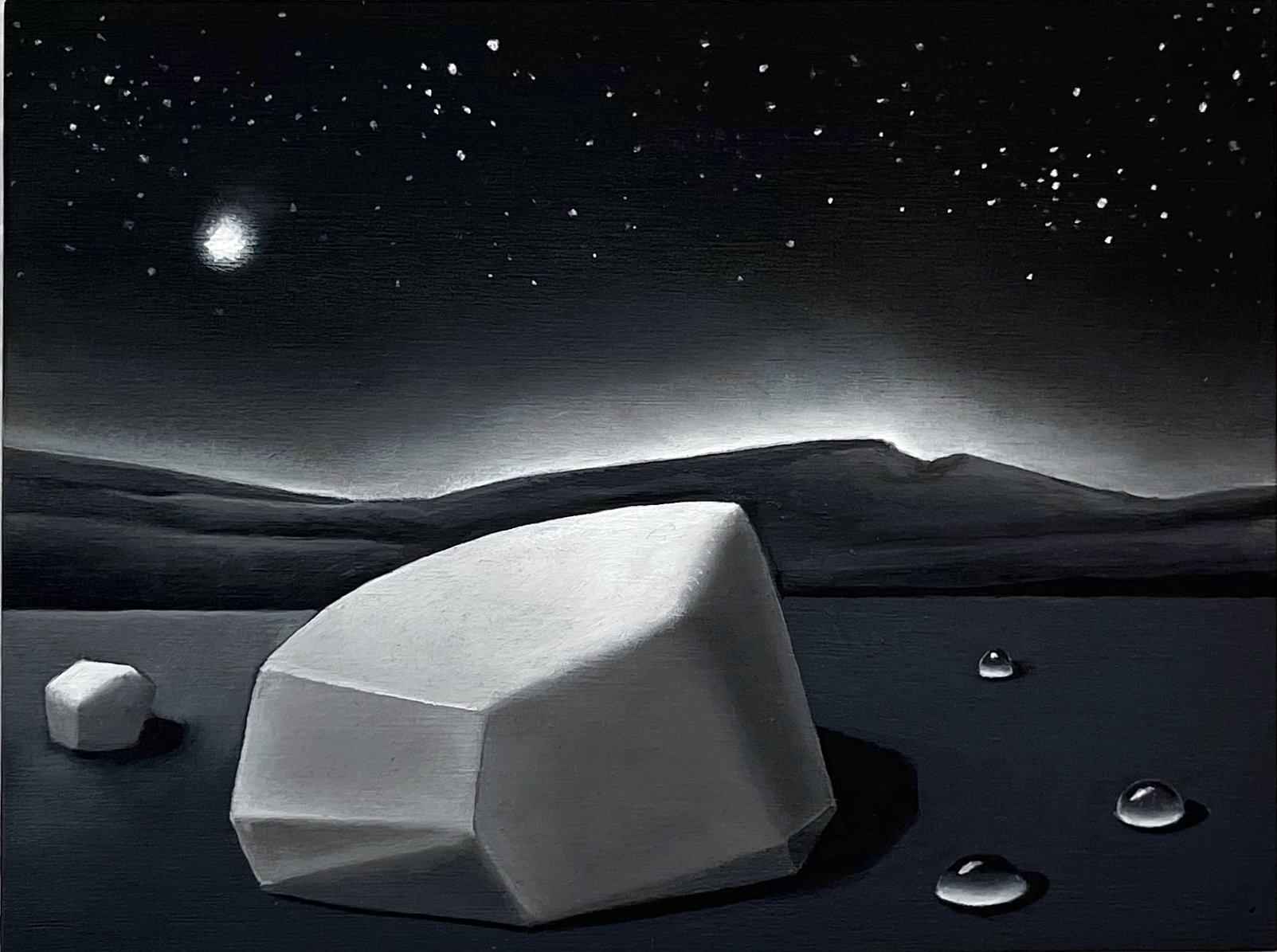 Harald Erath, Equinox Utopia III, 2025, oil on wood, 15 × 20 cm