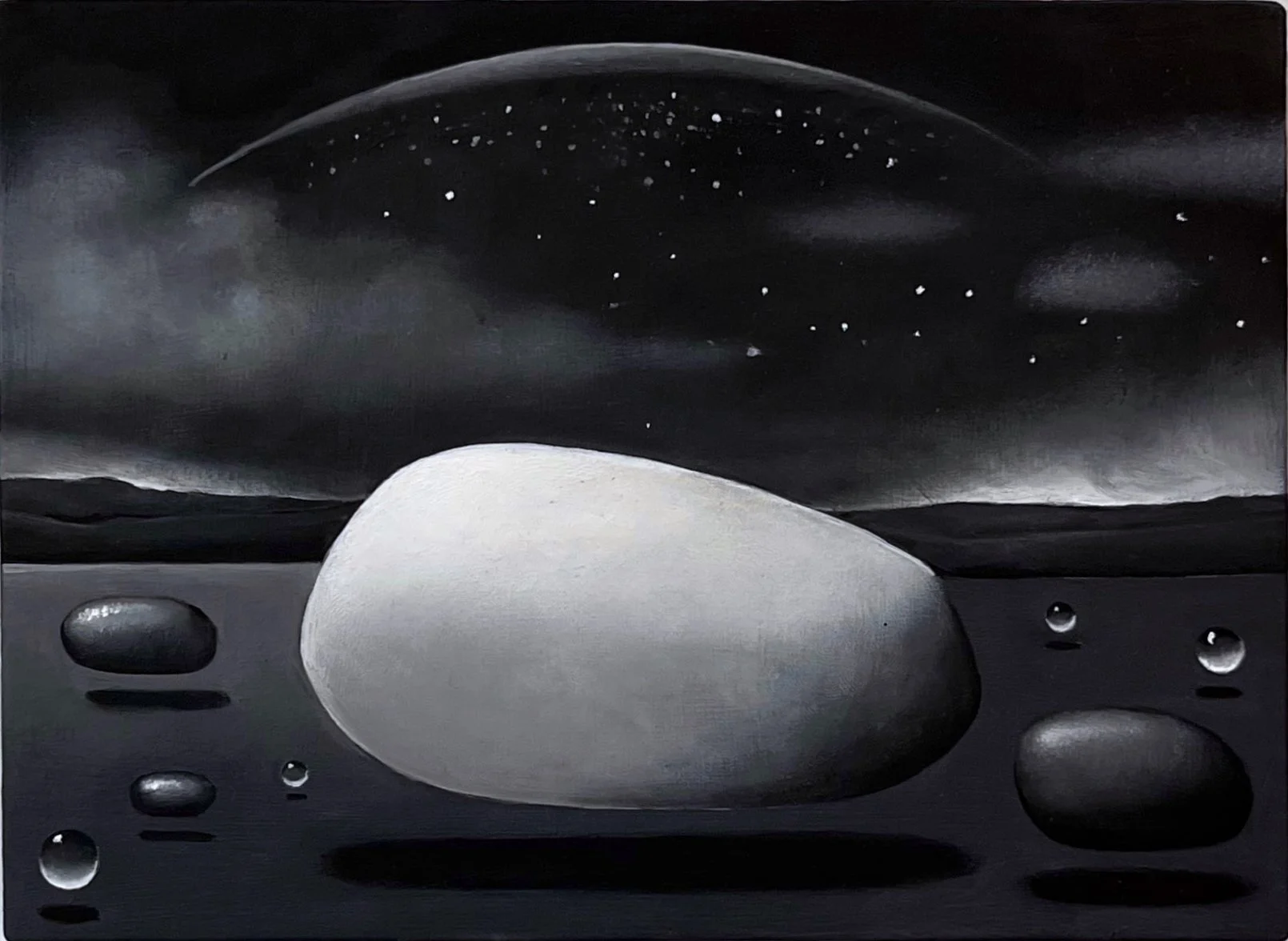 Harald Erath, Equinox Utopia I, 2025, oil on wood, 15 × 20 cm