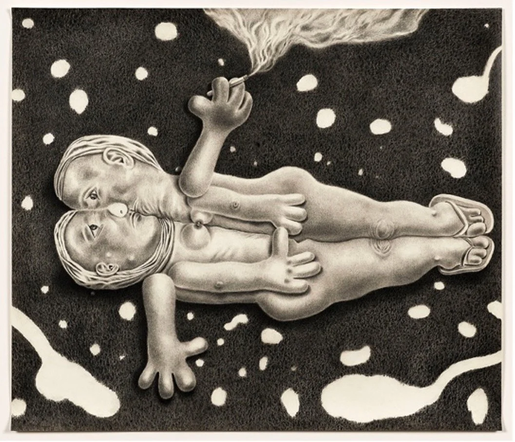 Snuggling
2018
oil pencil on paper
65 × 76.5 cm