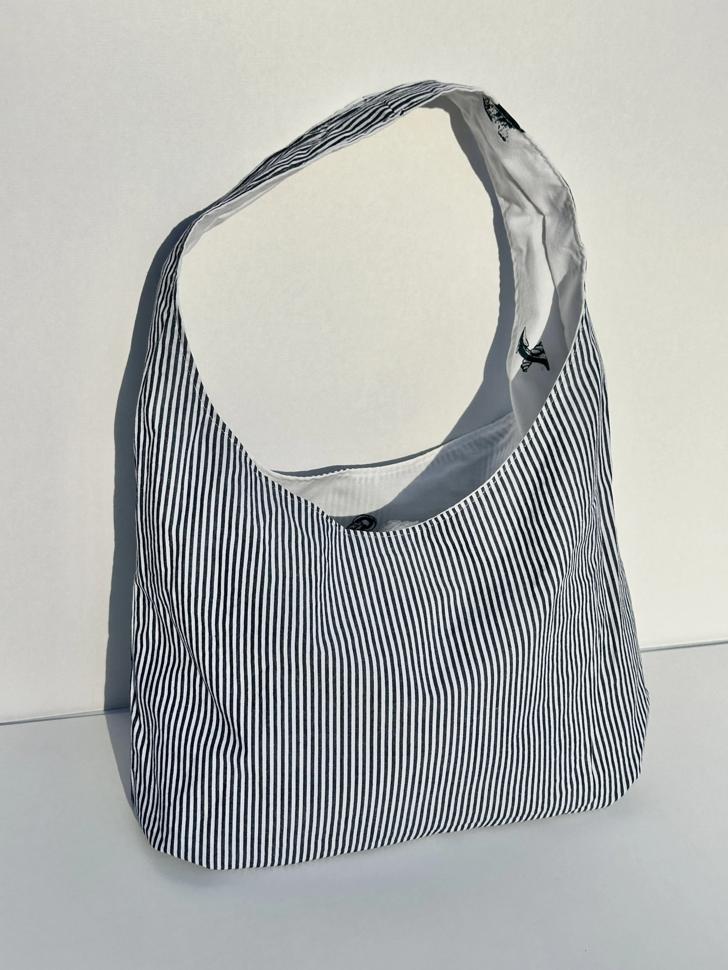 Reversible Shoulder Bag - Navy Stripe