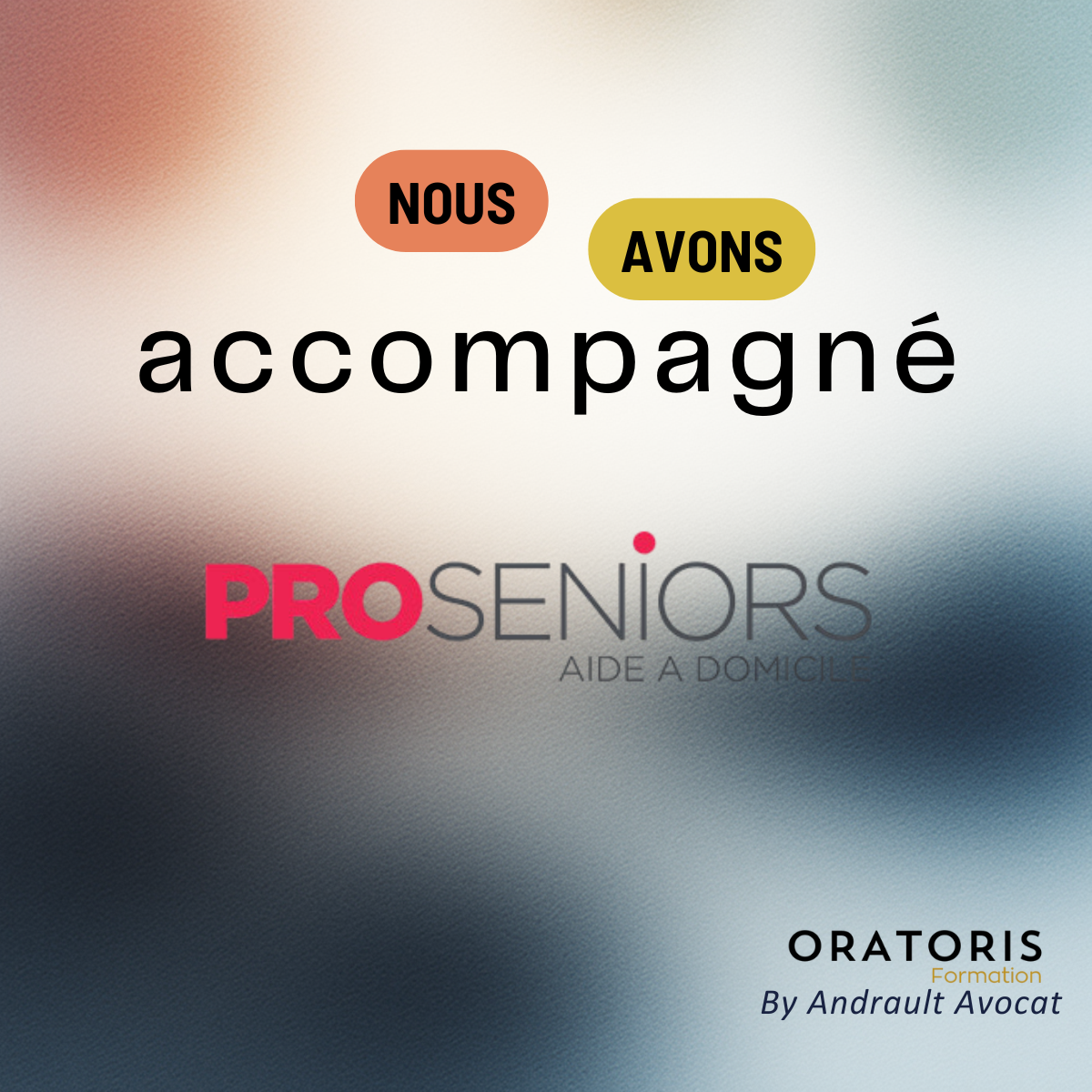 Affiche promotionnelle pour une formation à domicile d'aide aux personnes âgées par Andreult Avocat, mettant en avant le soutien et l'accompagnement.