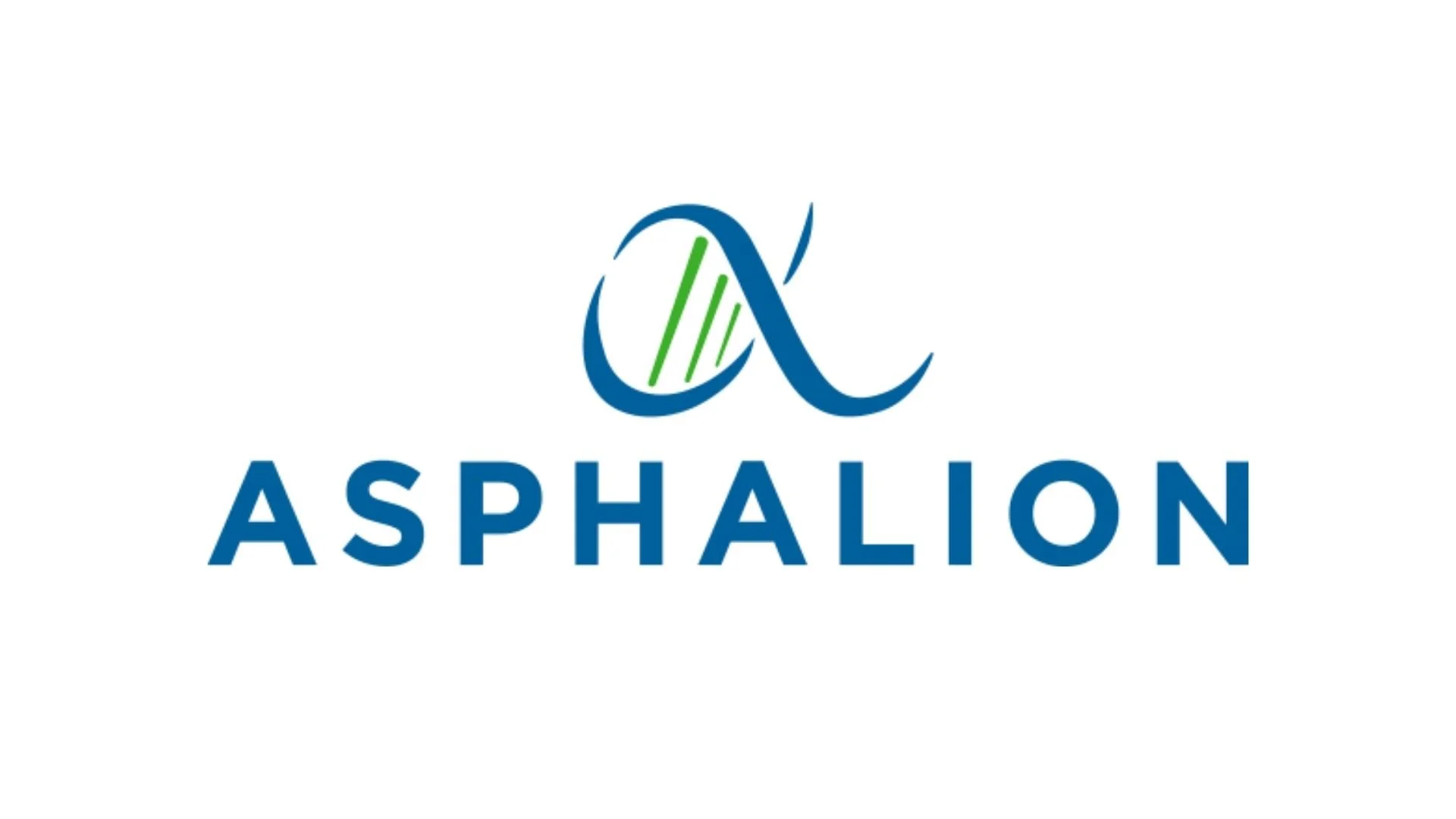 Logo with overlapping blue and green design and the word 'Asphalion' in blue capital letters.