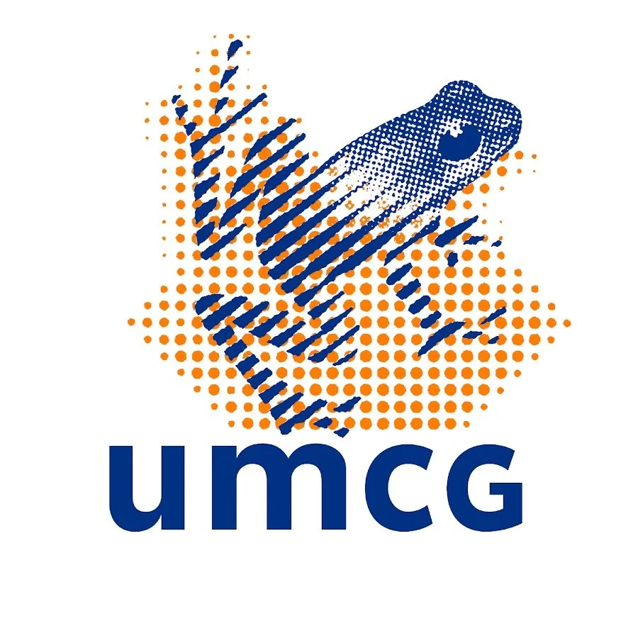 A stylized, halftone graphic of a handshake inside an orange dotted outline of the state of Missouri, with the text 'umcg' below.