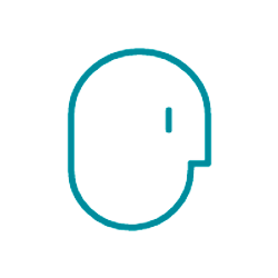 A simple line drawing of a computer mouse with a scroll wheel, depicted in teal and black as an icon of Empowered Growth Marketing Scale service: Cultrual GTM & Embedded Leadership.
