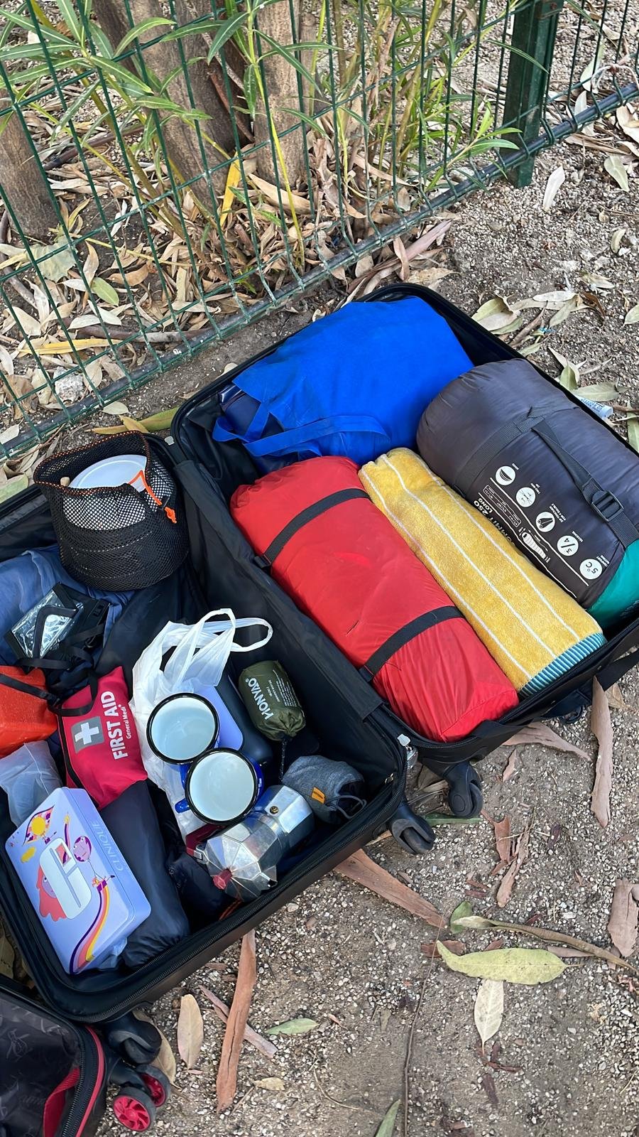 Camping equipment - tent, mattress, pots and pans