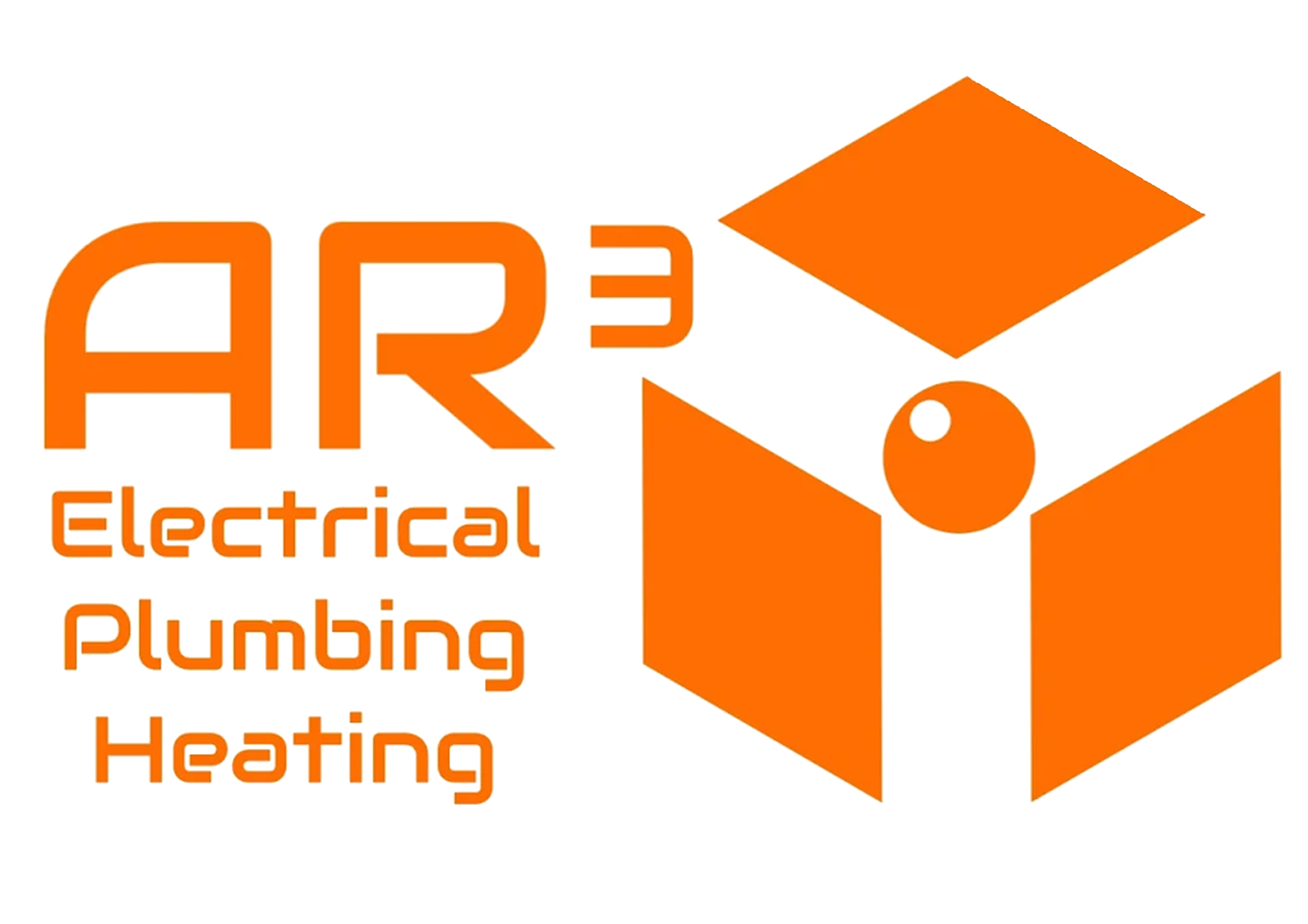 Logo for AR3 Electrical Plumbing Heating featuring orange and white geometric design with text
