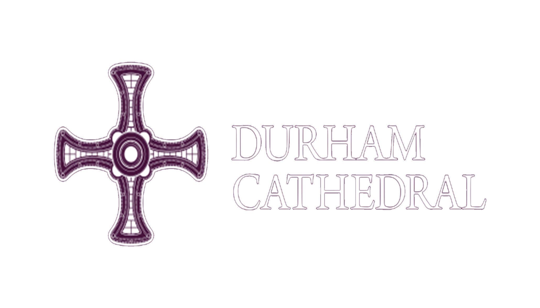 Logo of Durham Cathedral featuring a stylized purple cross design and the words 'Durham Cathedral' in purple lettering.