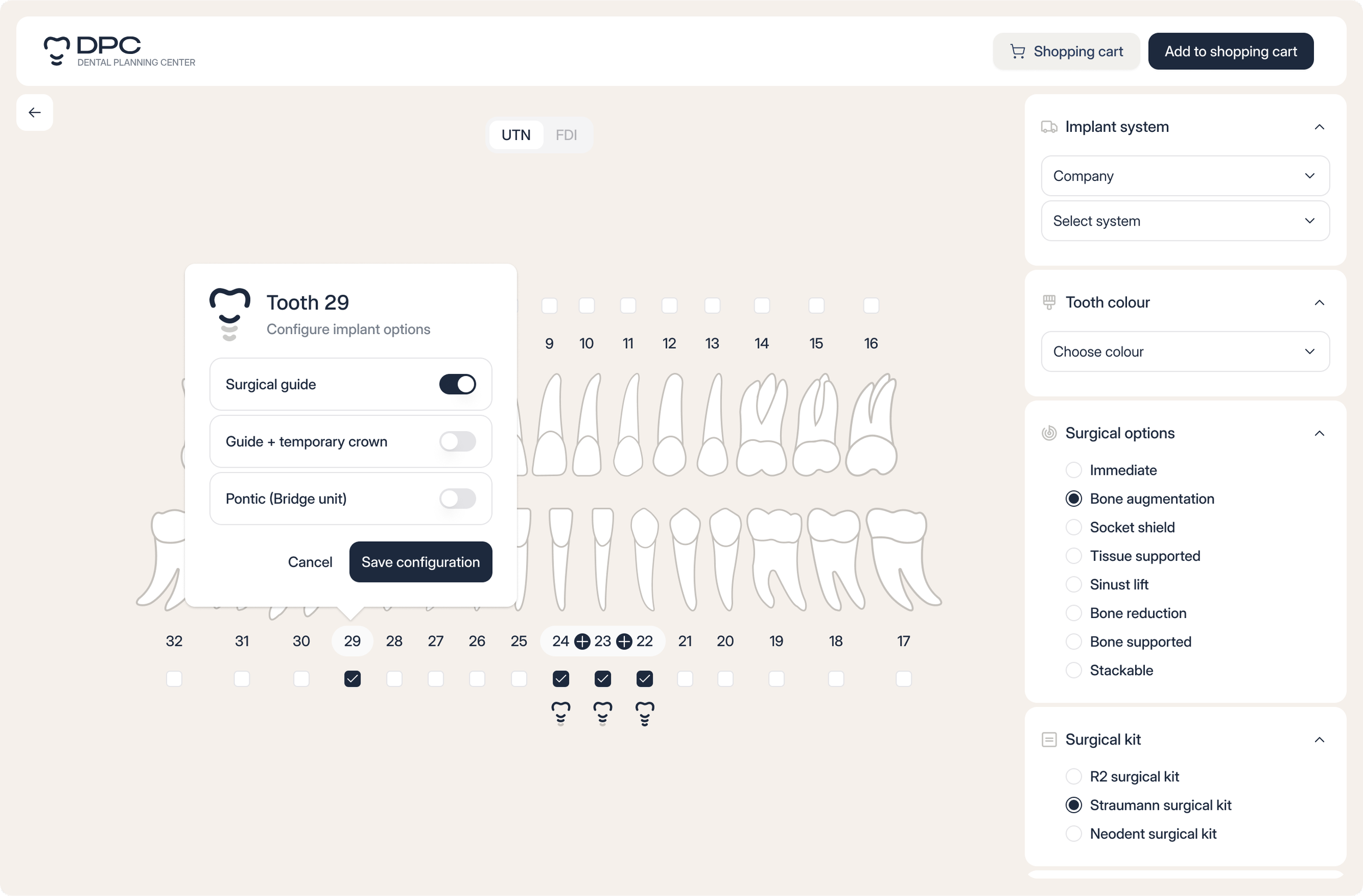 Dental planning center desktop view
