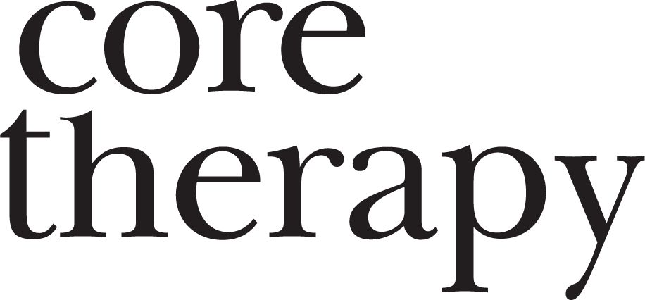 Motif de mots-clés de thérapie par le mot core et therapy en grandeur différente, style typographique