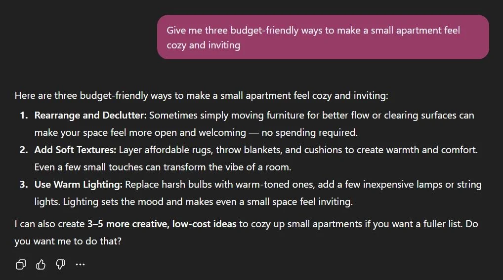 budget friendly ways to make a small appartement feel cozy prompter