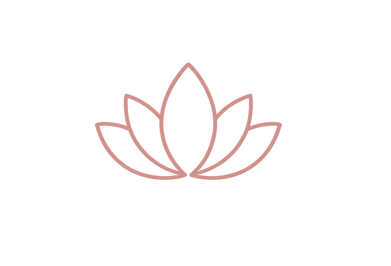 Outline of a lotus flower design in pink lines against a black background with the text "Let That Sh*t Go" and "Self-Love" in pink.