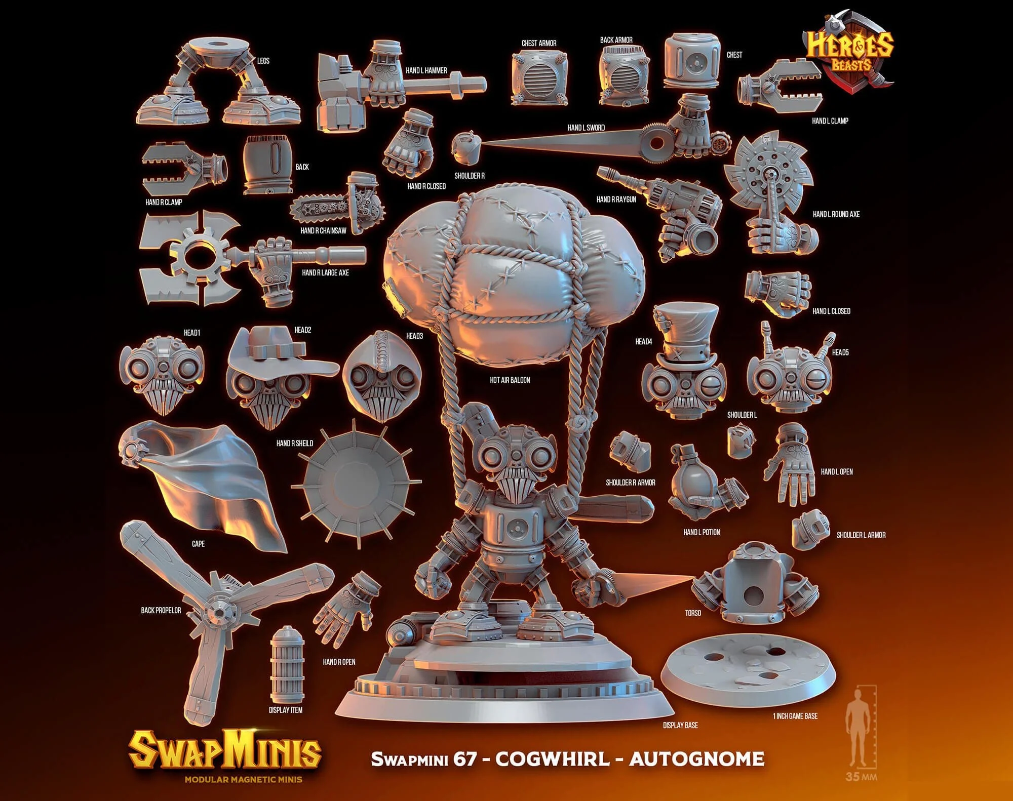 Modular RPG - Swapmini Autognome - Cogwhirl - Bundle modular miniature
