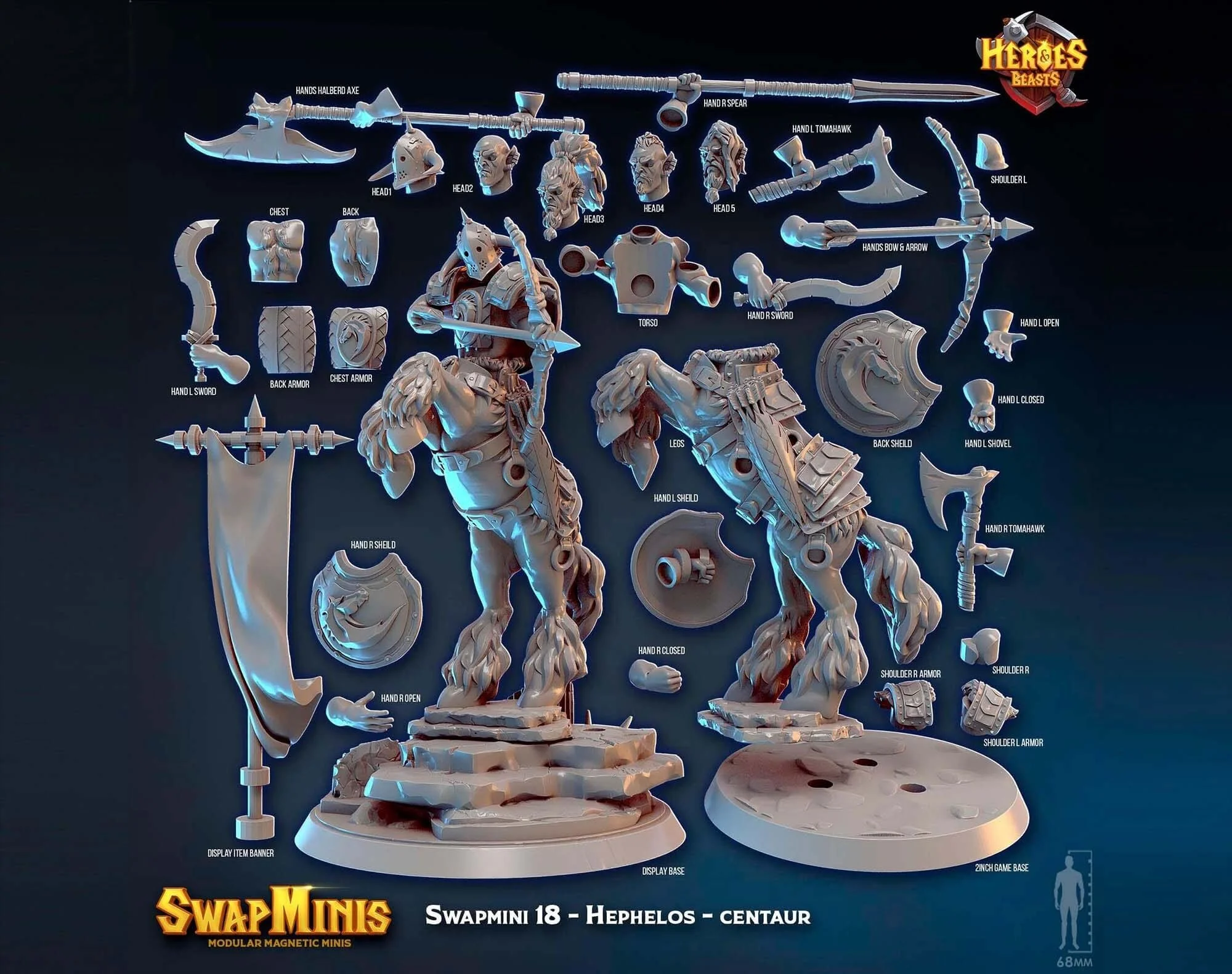 Modular RPG - Swapmini Centaur - Hephelos - Bundle modular miniature