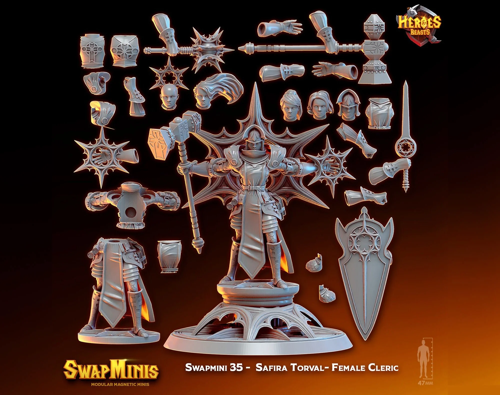 Modular RPG - Swapmini Cleric - Safira Torval - Bundle modular miniature