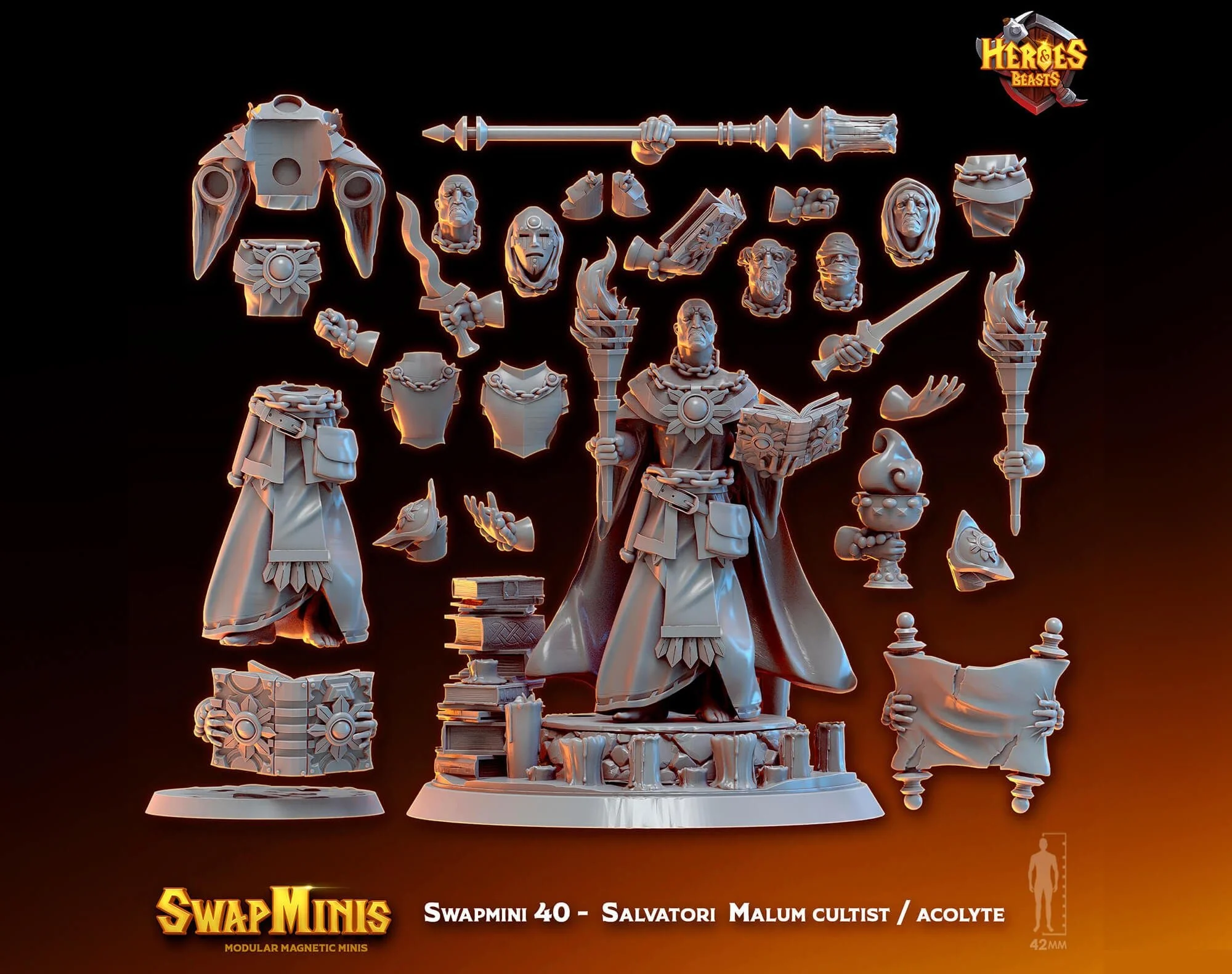 Modular RPG - Swapmini Cultist Acolyte - Salvatori Malum - Bundle modular miniature