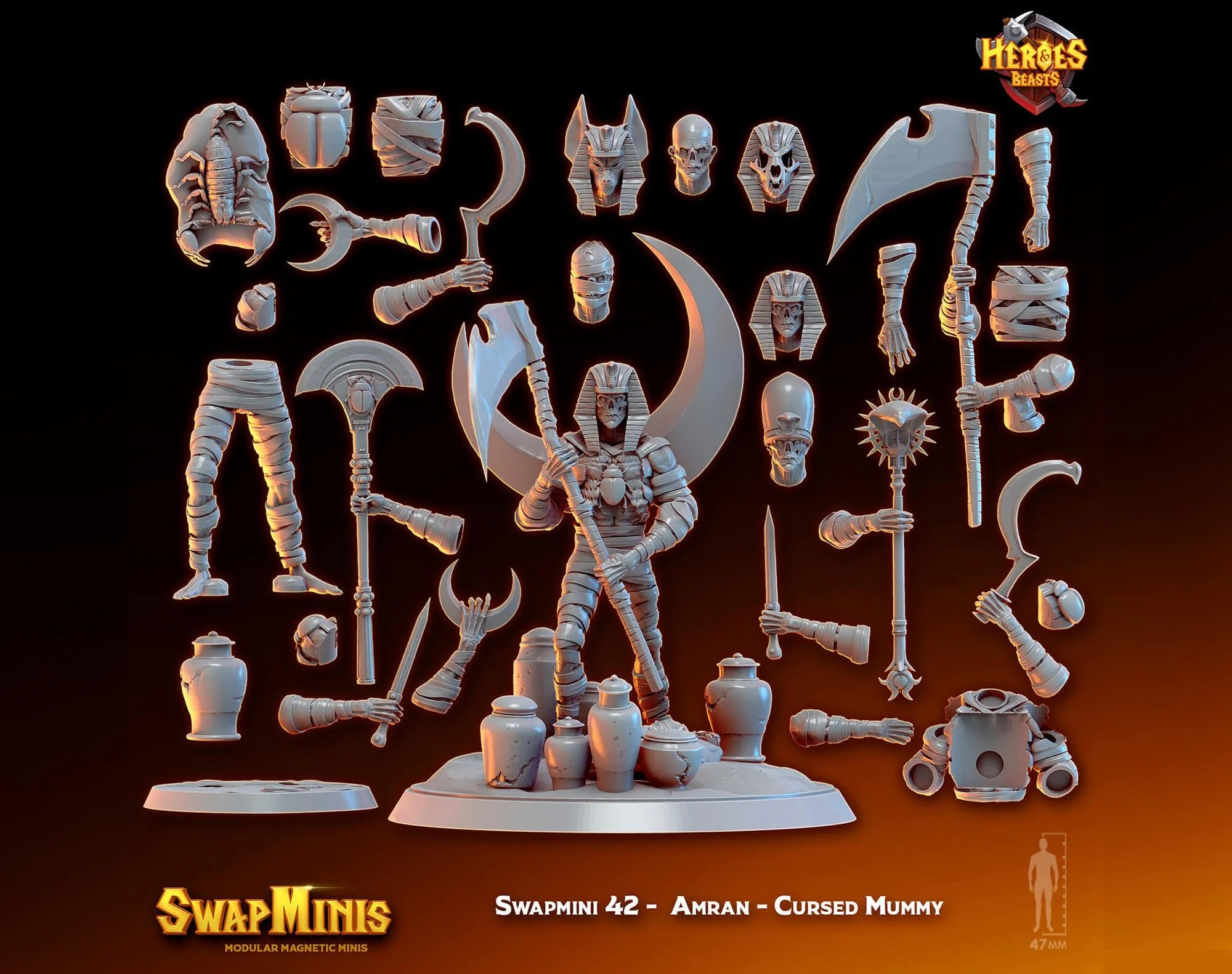 Modular RPG - Swapmini Cursed Mummy - Amran - Bundle modular miniature