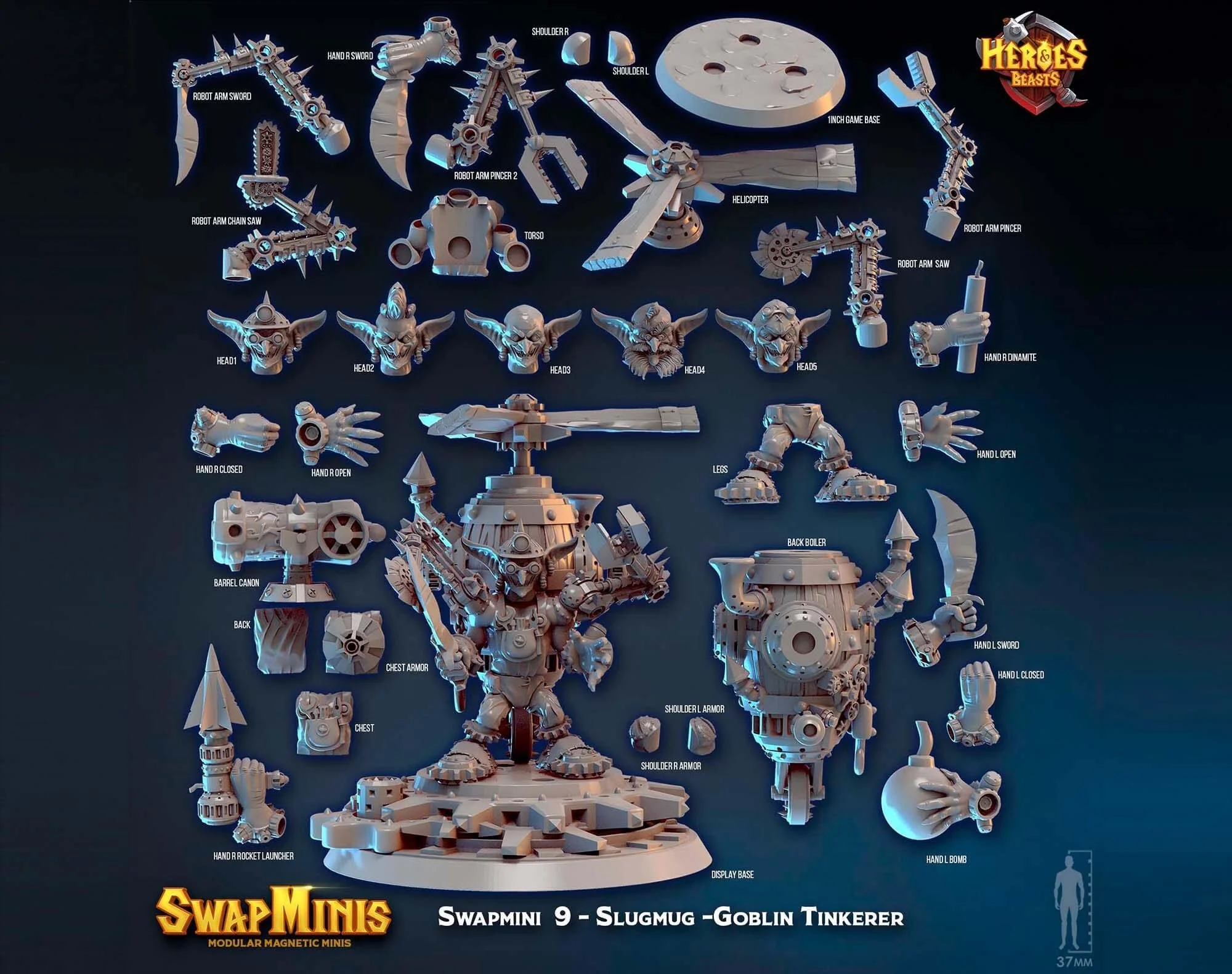Modular RPG - Swapmini Goblin Tinkerer - Slugmug - Bundle modular miniature