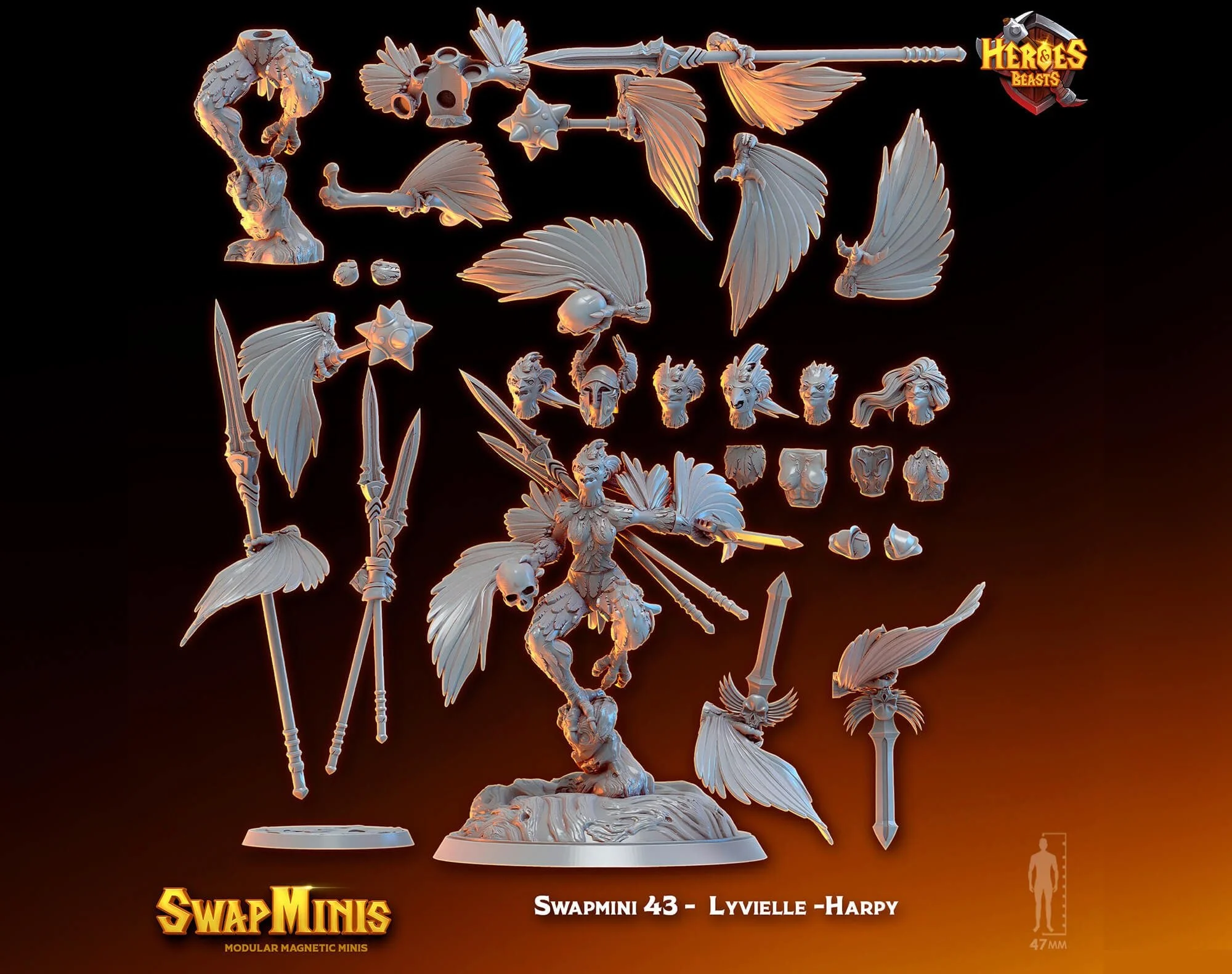 Modular RPG - Swapmini Harpy - Lyvielle - Bundle modular miniature