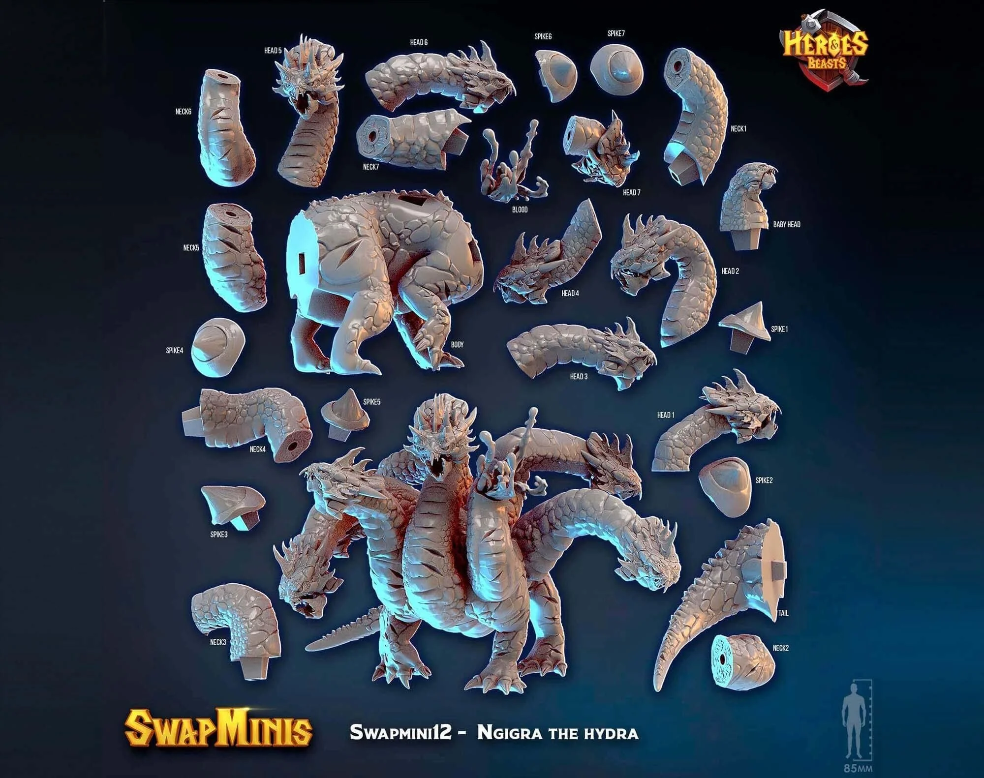 Modular RPG - Swapmini Hydra - Ngigra - Bundle modular miniature
