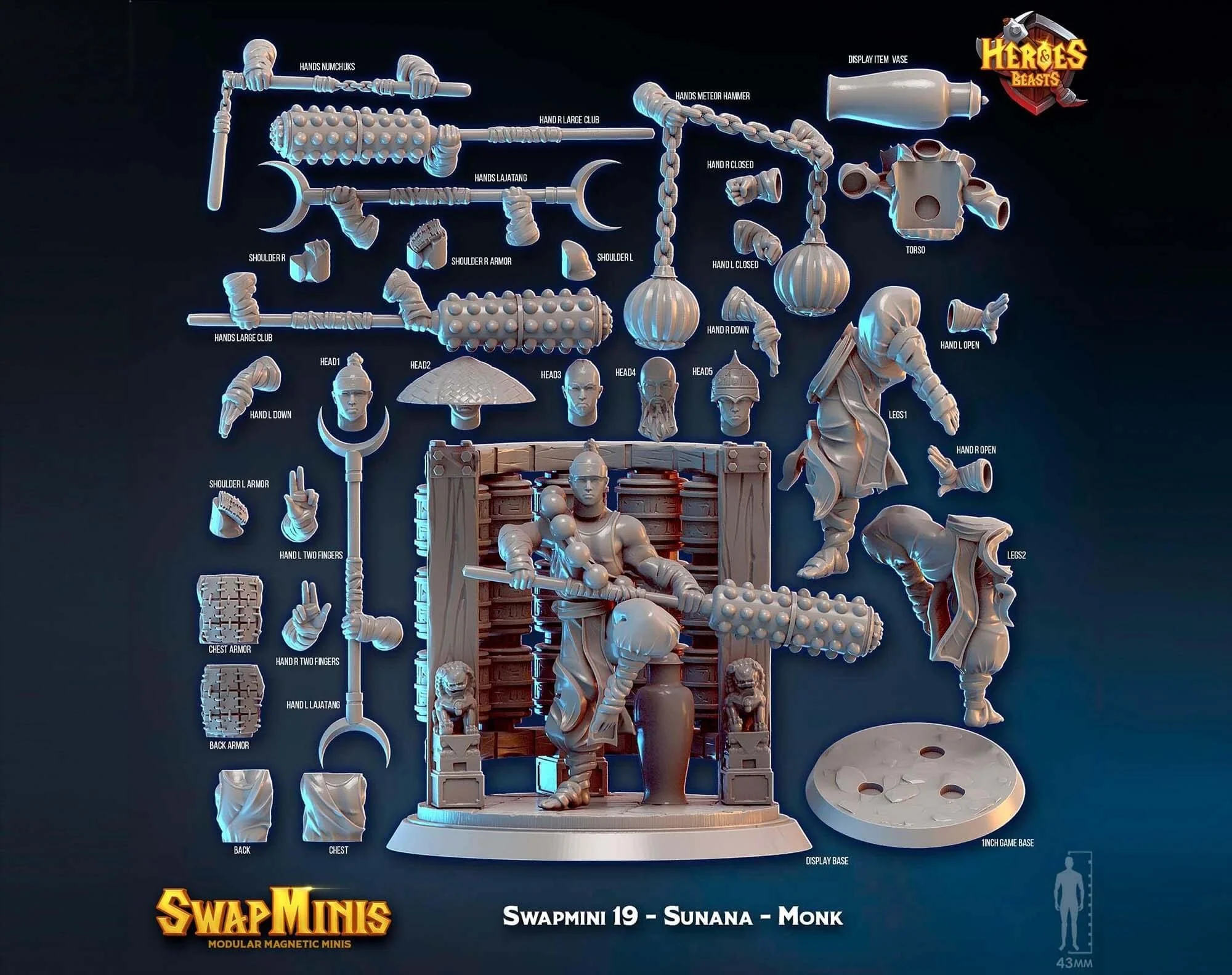 Modular RPG - Swapmini Monk - Sunana - Bundle modular miniature