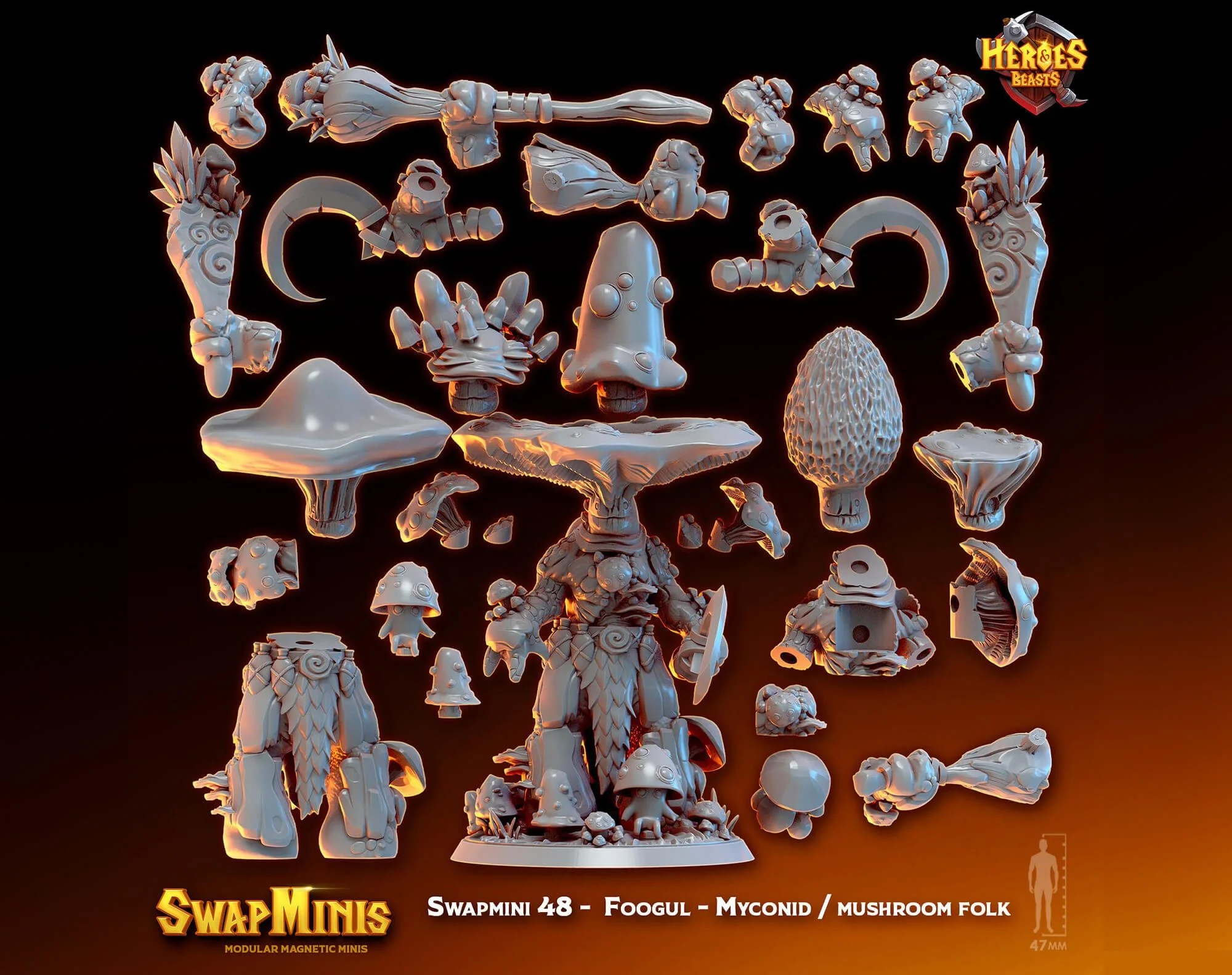 Modular RPG - Swapmini Myconid - Foogul - Bundle modular miniature